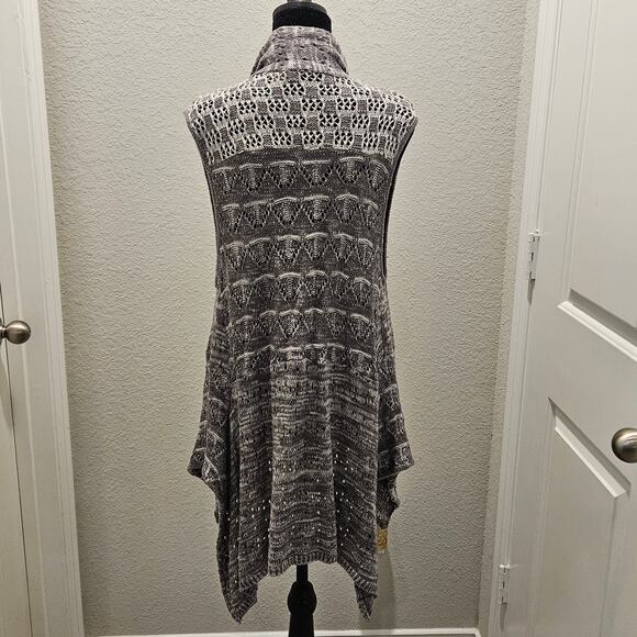 Anthropologie Moth Cardigan Women M/L Lavena Pointelle Draped Open Front Sweater - Picture 5 of 16